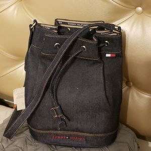 Tommy Hilfiger Blue Jean Tub Purse Drawstring Bag